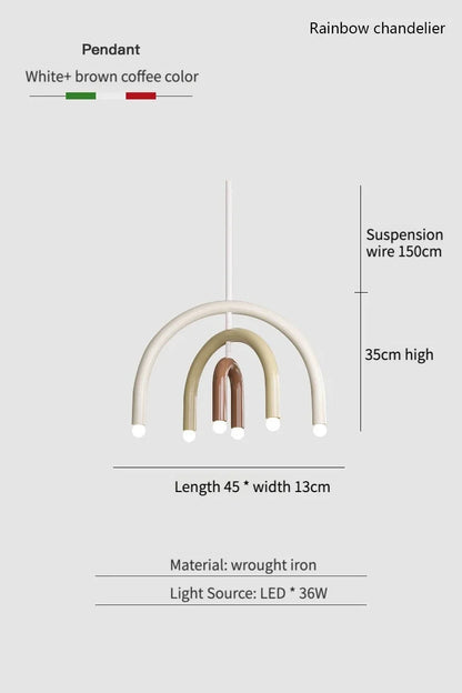 Italian Rainbow U-Shaped Pendant Light in Cream Aluminum