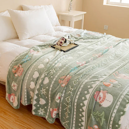 DecorBites™ Christmas Pattern Printed Soft Blanket: Fine Fluffy Multi-Purpose Bed Sofa Cover