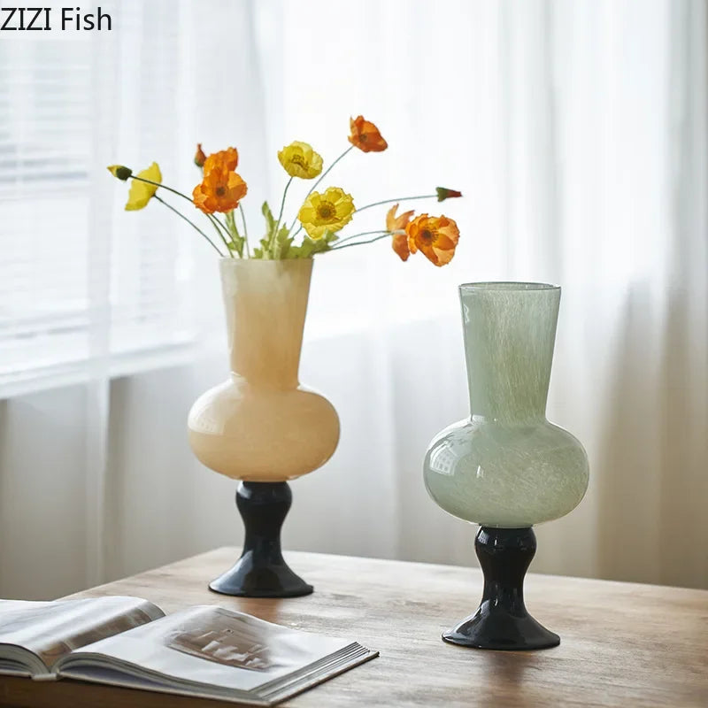 Jarrón de Vidrio en Forma de Cáliz Decorbites™ para Decoración de Escritorio con Flores Artificiales