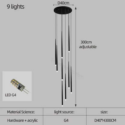 Lámpara de araña cónica DecorBites™ para escaleras, estilo moderno y sencillo, ideal para villas, restaurantes, cocinas, dormitorios y bares.