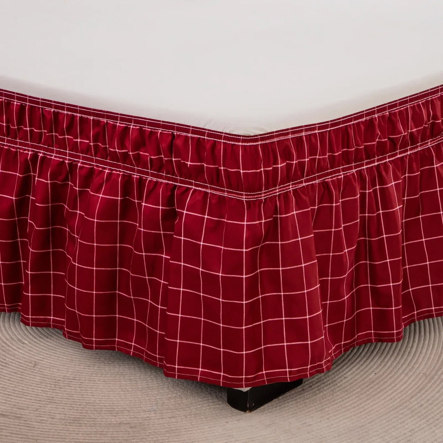 DecorBites™ Elastic Band Diamond Lattice Ruffled Bed Skirt for Queen Size Mattress