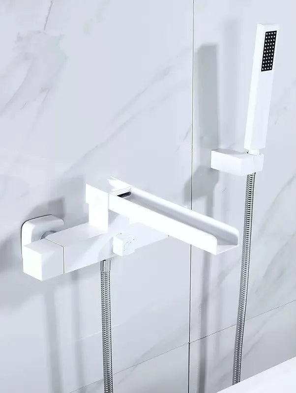 DecorBites™ Brushed Gold Wall Mounted Waterfall Bathtub Shower Set Mixer Tap