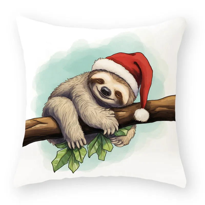 DecorBites™ Cartoon Animal Christmas Pillowcase: Decorative Sofa Cushion Cover for Living Room