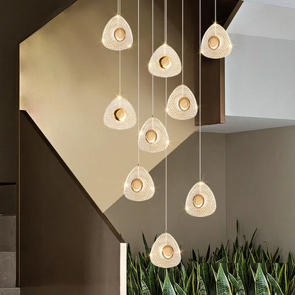 DecorBites™ Golden Acrylic LED Chandeliers for Living Room, Large & Creative Design Villa Lighting