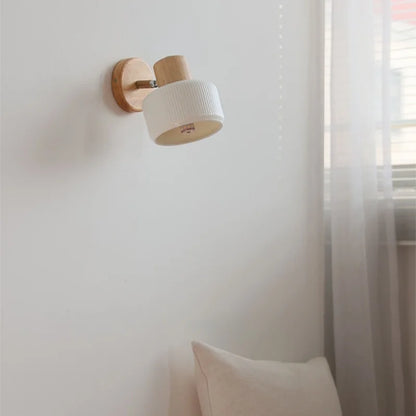 DecorBites™ LED Wall Lights Wood White Ceramic Rotate, Living Room Bedside Lamp