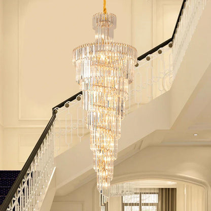 DecorBites™ Gold Crystal Duplex Building LED Chandeliers - Luxury Staircase Decoration