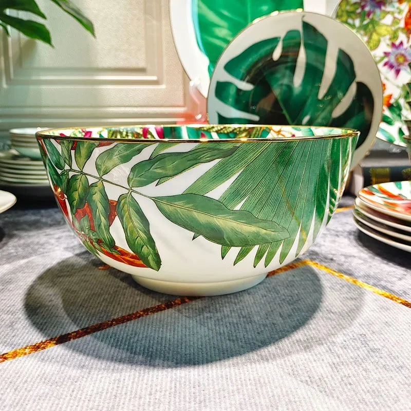 DecorBites™ Green Leaf Collection: Tableware, Plates, Coffeeware, Teaware, Saucers, Bowl, Tray