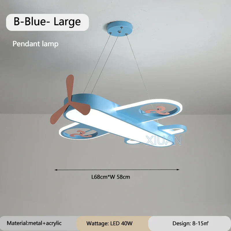 ديكوربايتس™ مصابيح معلقة على شكل طائرة للأطفال مصنوعة من الخشب والمعدن ومصابيح LED لغرف الأطفال والمدارس