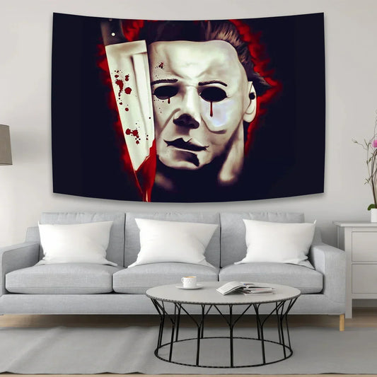 Halloween Michael Myers Tapestry by Decobites: Horror Movie Aesthetic Room Decor & Background.