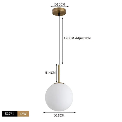DecorBites™ Glass Ball Pendant Lights LED Kitchen Living Room Suspension Luminaire