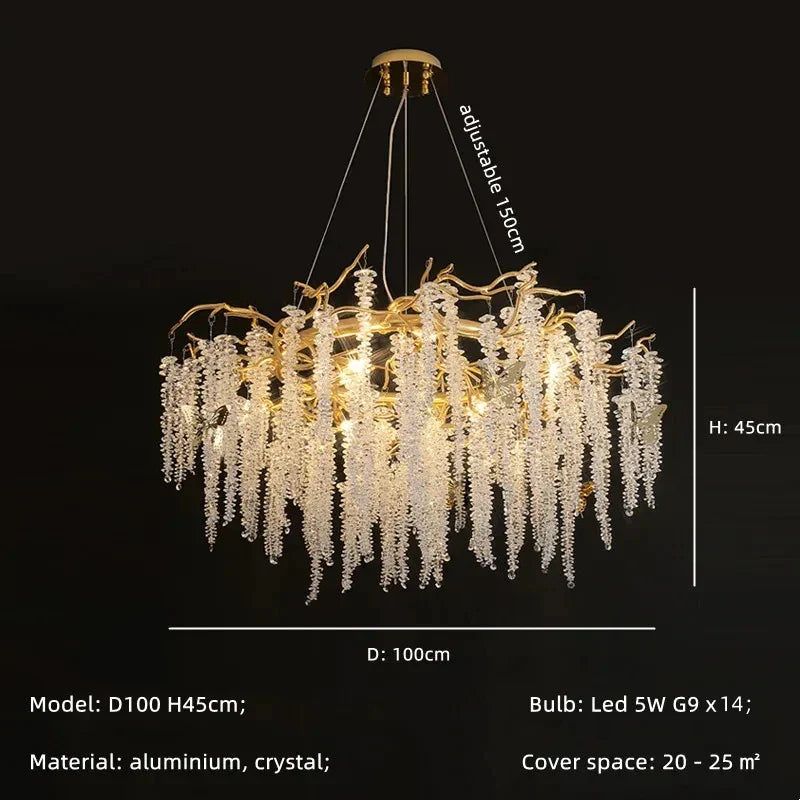 DecorBites™ Gold Aluminium Branch Pendant Light Chandelier for Modern Dining Room Decor