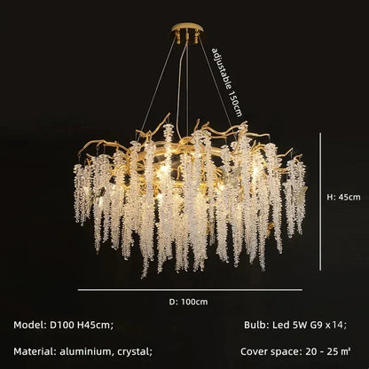 DecorBites™ Gold Aluminium Branch Pendant Light Chandelier for Modern Dining Room Decor
