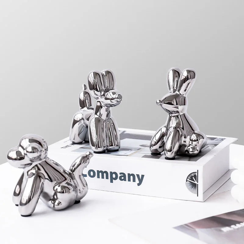 DecorBites™ Golden Monkey Dog Rabbit Ceramic Balloon Animals Desk Ornament