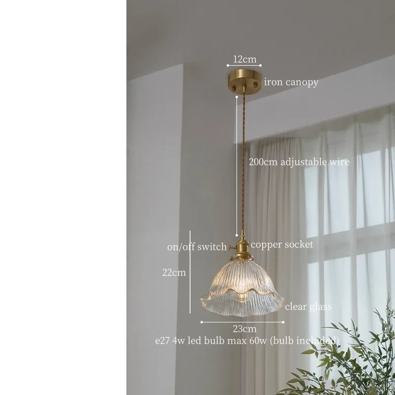 DecorBites™ Clear Glass LED Pendant Light for Bedside Living Dining Decor