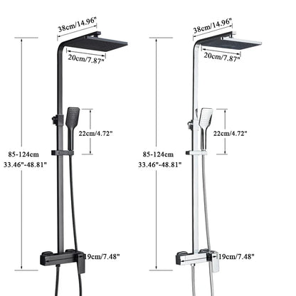 DecorBites™ Black Brass Shower Faucet with 8" Rainfall Shower Head and Tub Spout