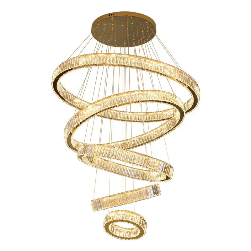 Gold Crystal Ring Chandelier Dia120cm Modern LED