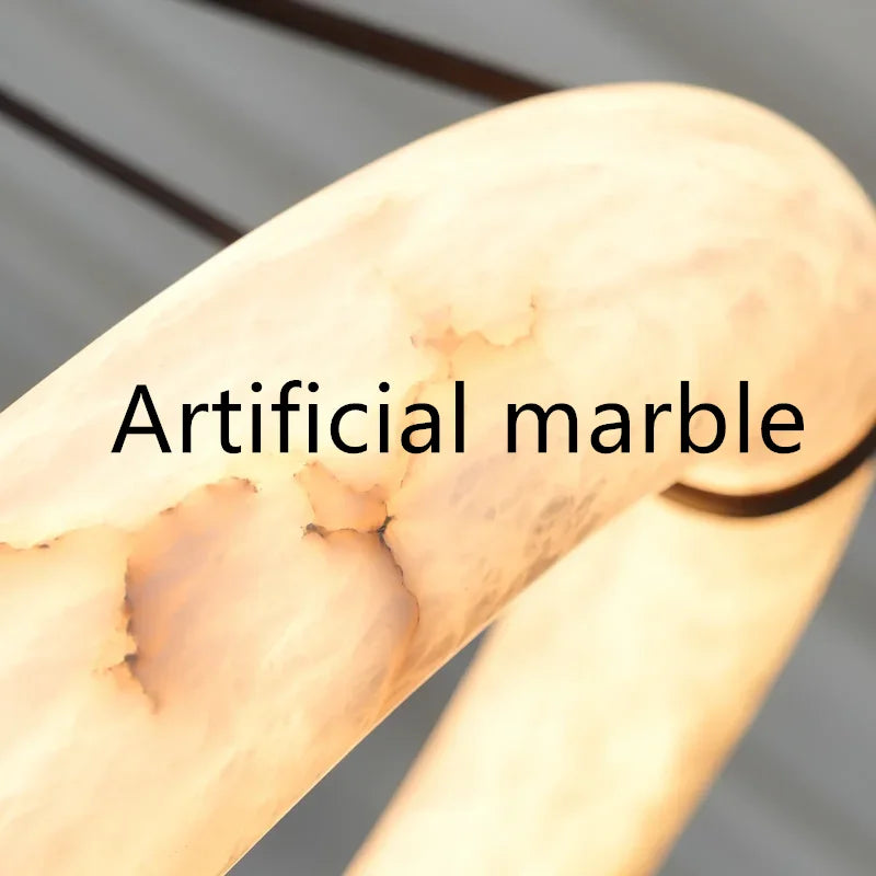 DecorBites™ Classic Ring Marble Chandelier Light Brown Pendant for Living Room Bedroom