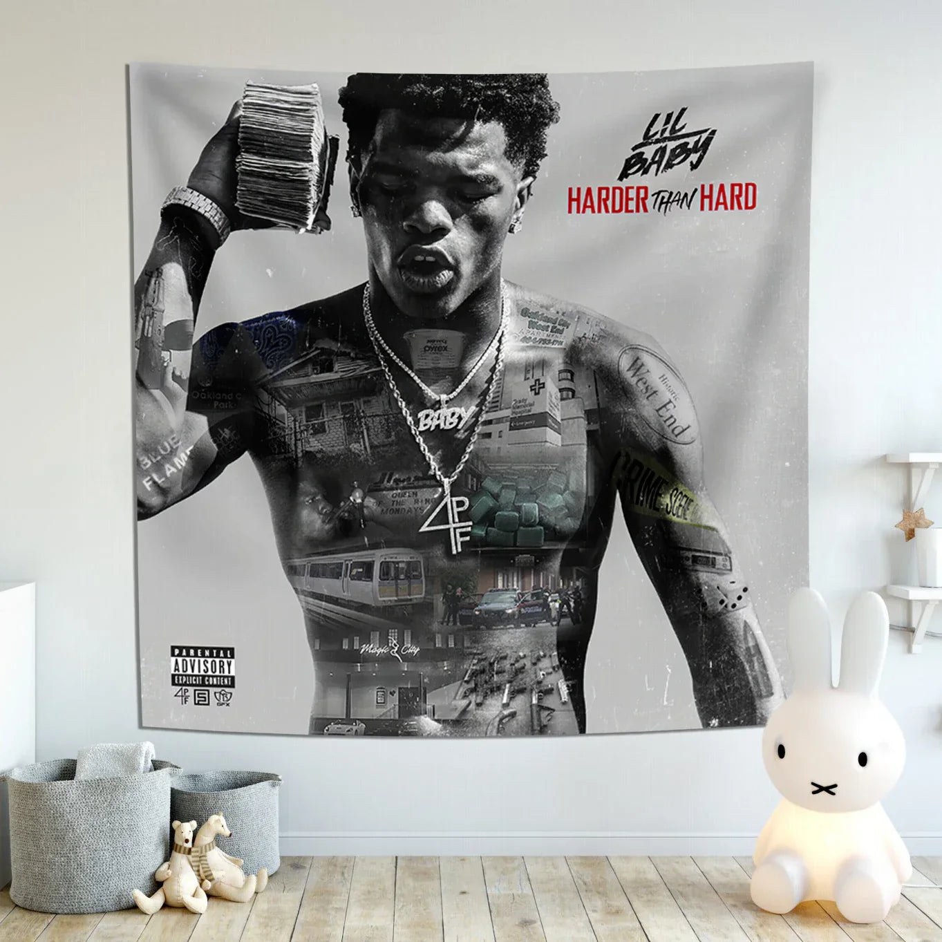 Lil Baby Rap Hip Hop Tapestry Wall Hanging for Dorm Decor by Decobites