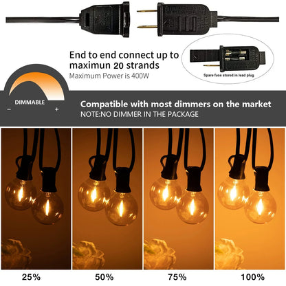 أضواء سلسلة LED قابلة للتعتيم من DecorBites™ مصنوعة من زجاج كهرماني، ويمكن توصيلها لديكور حفلات الزفاف