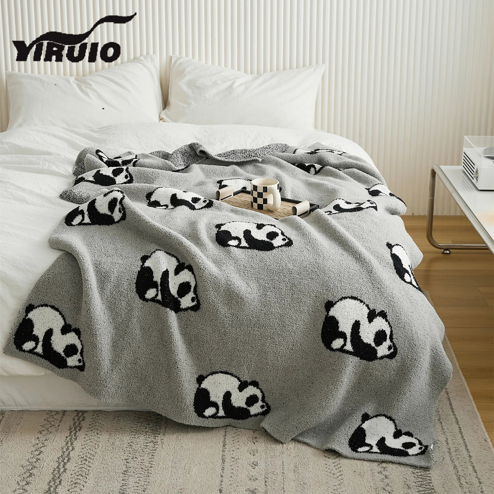 Panda Jacquard Throw Blanket