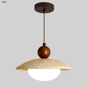 Decorbites™ Lámpara colgante LED Globe de piedra travertino amarilla con vidrio blanco ajustable