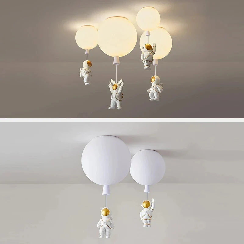 DecorBites™ LED Astronaut Glass Ball Pendant Light for Children's Room
