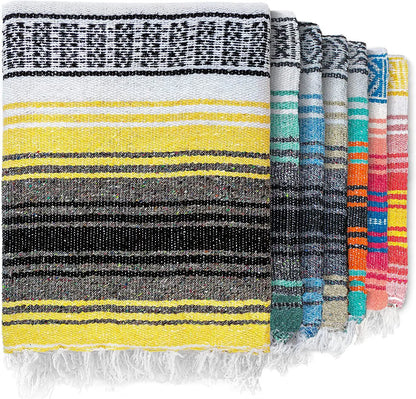 DecorBites™ Handwoven Mexican Blanket - Multicolor Geometry Beach Shawl