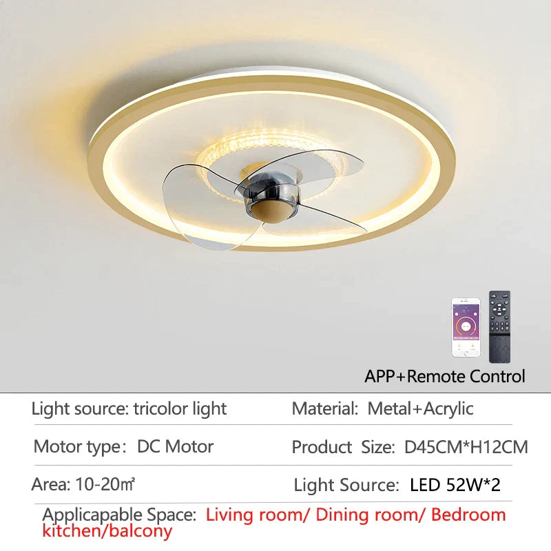 DecorBites™ Ceiling Fan with LED Light & Remote Control, Ideal for Home Bedroom and Living Room