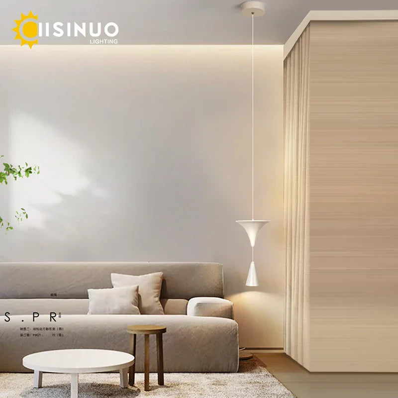 Lámpara colgante cónica DecorBites™ de 17 W, blanca y negra, estilo industrial, para isla de cocina o mesilla de noche.