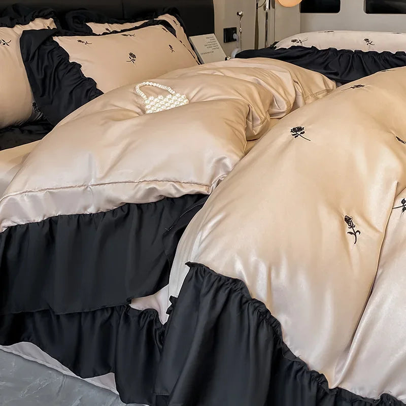 DecorBites™ Lace Embroidered Cooling Comforter Cover Set - Silky Cozy Bedding Sets