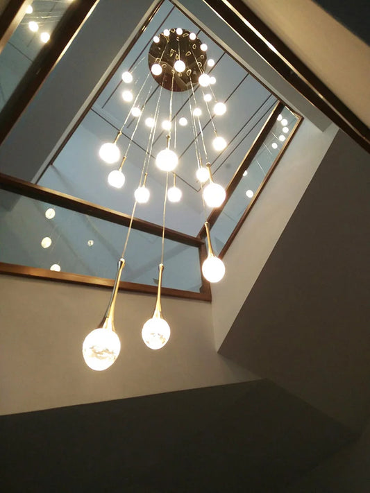 DecorBites™ Crystal Chandelier: Modern LED Water Droplet Staircase Light