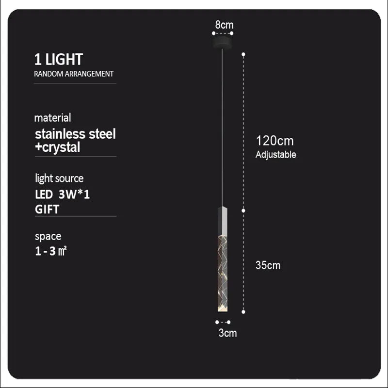 Lámpara de araña LED DecorBites™ Crystal Column: Lámpara colgante de lujo para escaleras, iluminación moderna para la decoración del hogar