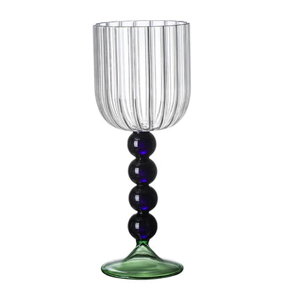 DecorBites™ Deluxe 12oz Colored Wine Glass Twister Stem Cup - Heat Resistant Retro Design