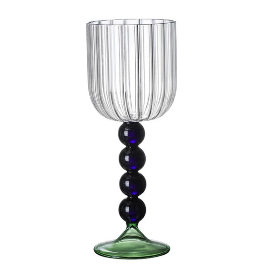 DecorBites™ Deluxe 12oz Colored Wine Glass Twister Stem Cup - Heat Resistant Retro Design