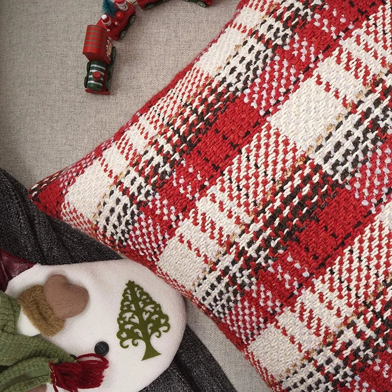 DecorBites™ Buffalo Plaid Cotton Linen Sofa Cushion Cover Pillowcase
