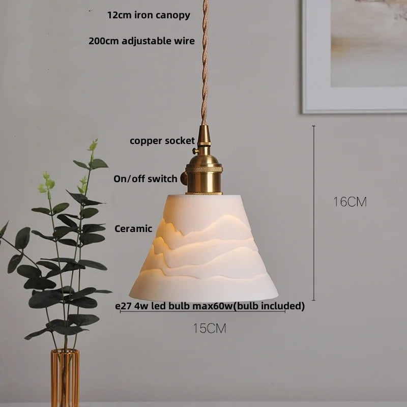 DecorBites™ Japan Style Wood LED Pendant Light Fixture Clear Glass Adjustable Hanging Lamp