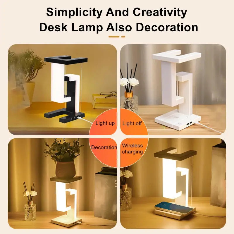 DecorBites™ Novelty floating lamp with 10 W detachable wireless charger decorative light for bedroom/office