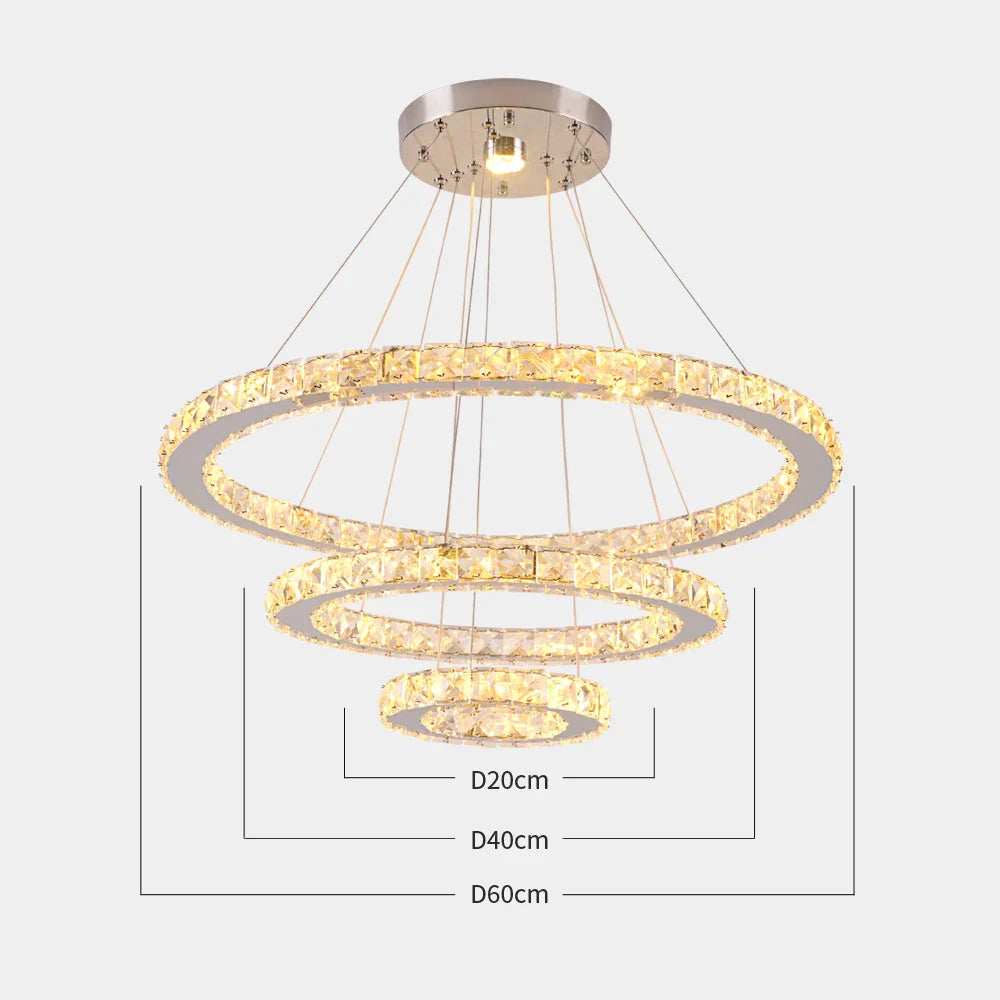 DecorBites™ Crystal Rings LED Chandelier Pendant Light Fixture