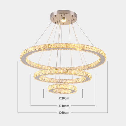 DecorBites™ Crystal Rings LED Chandelier Pendant Light Fixture