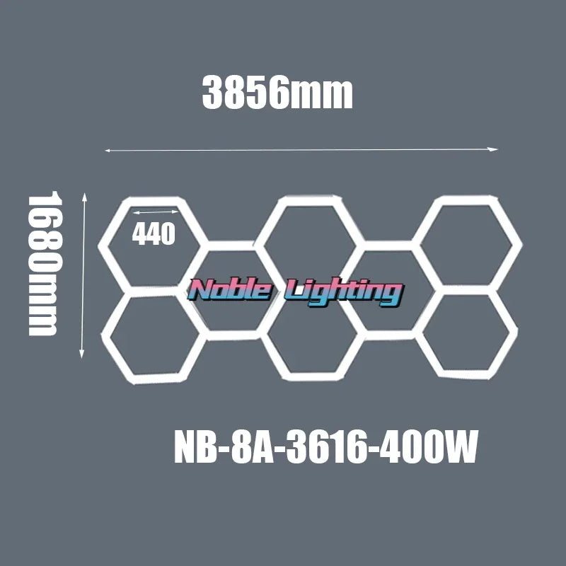 DecorBites™ Hexagon Ceiling Light 6500K for Car Wash Beauty Garage Wall with Honeycomb Design