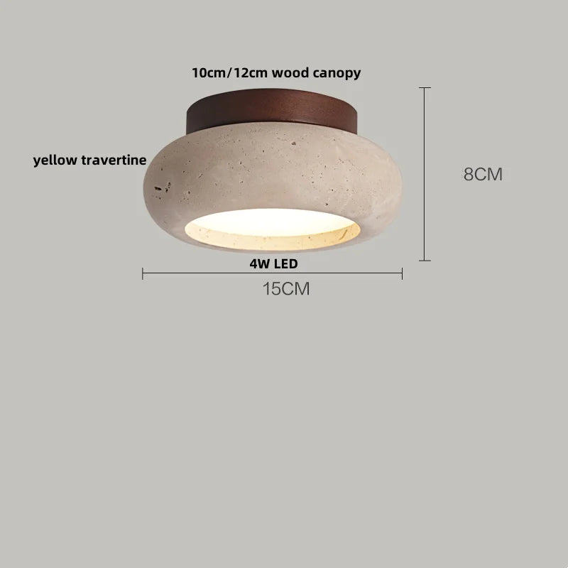 Travertine Wood Ceiling Light
