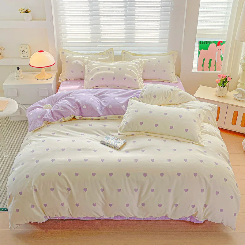 Juego de cama DecorBites™ Cozy Cotton para cama doble, kit de funda nórdica para otoño e invierno
