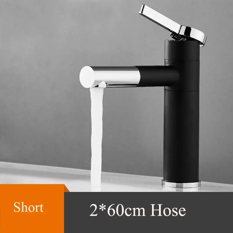 DecorBites™ Black Brass Bathroom Sink Faucet Deck Mounted Vessel Mixer Water Tap
