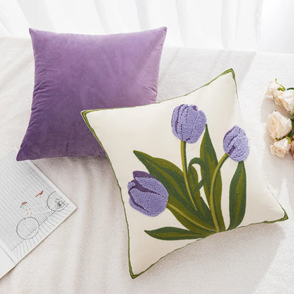 DecorBites™ Embroidered Flower Pillowcase Cover for Home, Living Room, Sofa - Nordic Ins Style
