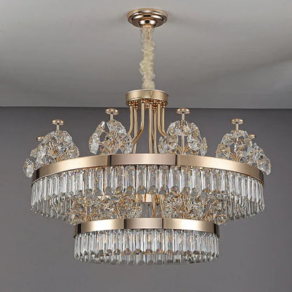 DecorBites™ Crystal Chandelier: Postmodern Light Luxury Double-Layer Pendant for Home Living Room