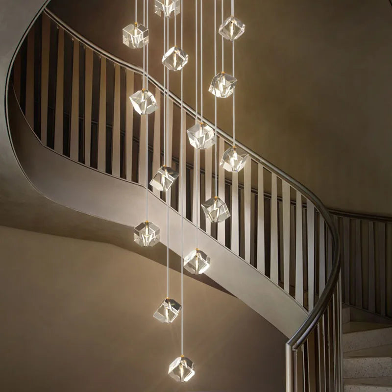 DecorBites™ Crystal LED Chandelier for Staircase: Luxury Indoor Stair Lighting Fixture