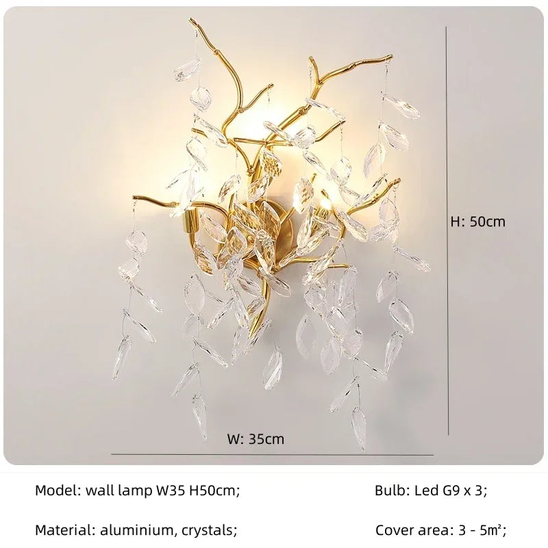 DecorBites™ Crystal Branch Pendant Light Chandelier Luxe LED Gold Droplight