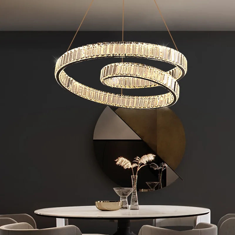 DecorBites™ Crystal Chandelier LED Light Fixture - Modern Luxury Hanging Lamp
