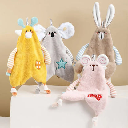 DecorBites™ Cartoon Animals Hand Towel: Soft Coral Fleece, High Absorbency, Skin Friendly Kids' Towel