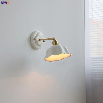 DecorBites™ Ceramic LED Wall Light with Copper Arm Socket for Bedroom Living Room